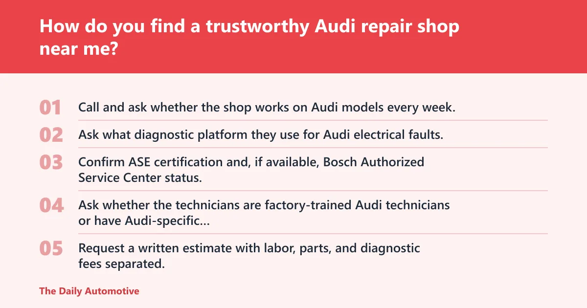 Steps: How do you find a trustworthy Audi repair shop near me?