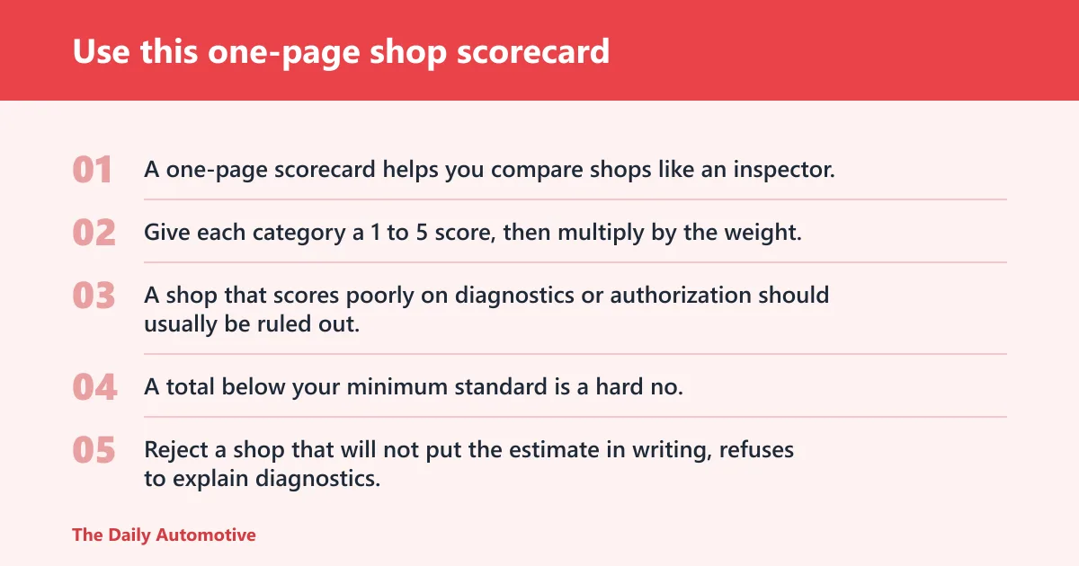 Steps: Use this one-page shop scorecard