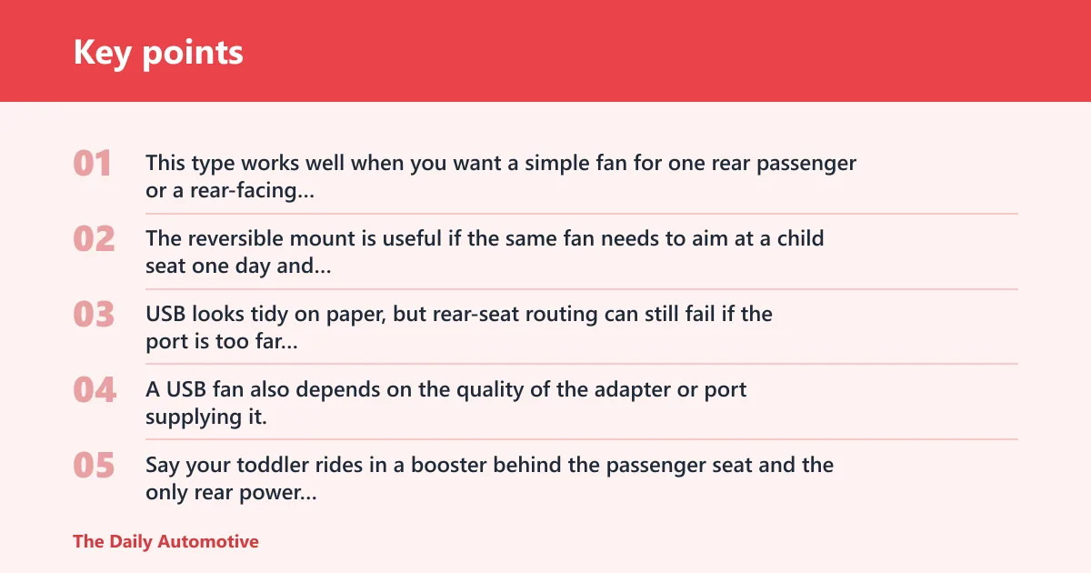 Key points: USB fan: best for easy power access
