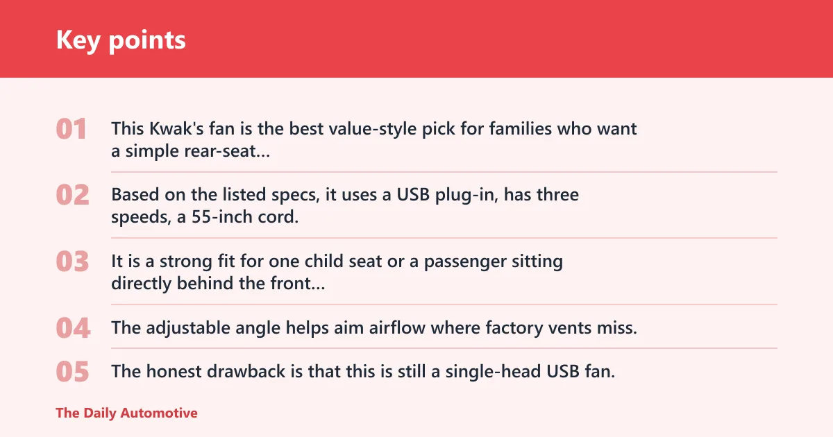Key points: What is the best back seat fan for a car?