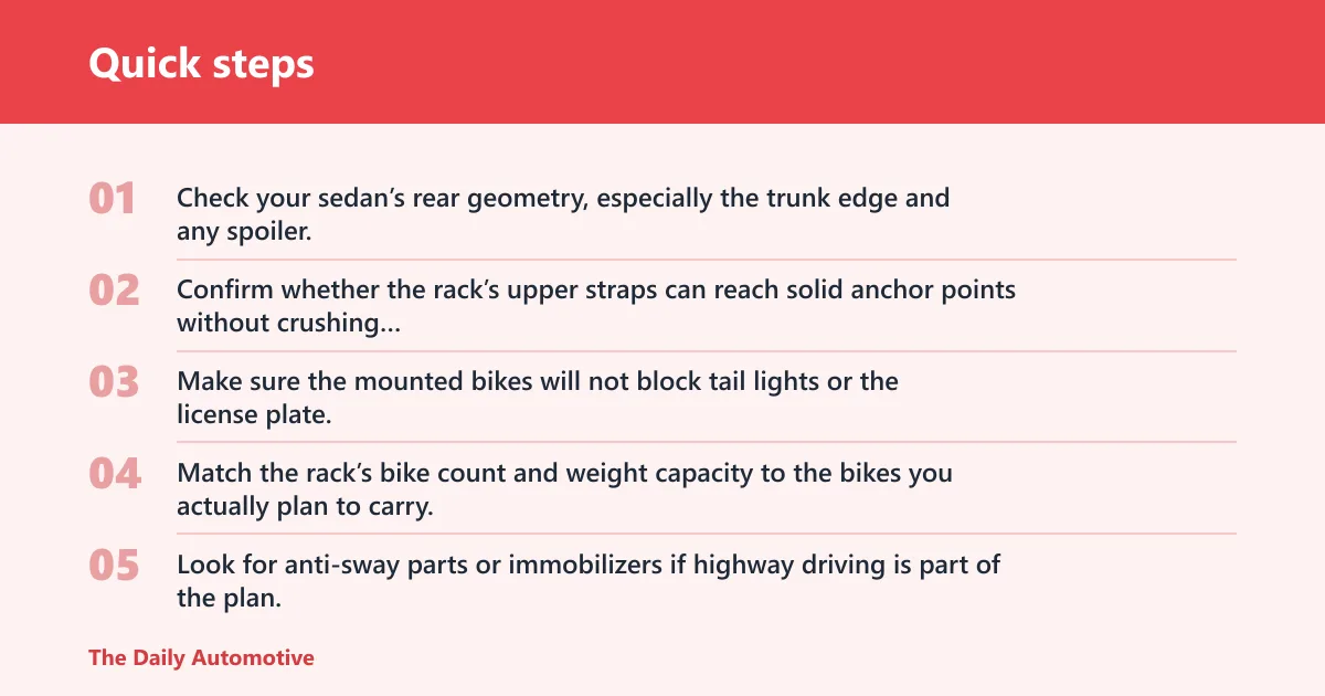 Quick steps: What to check before buying a trunk-mount bike rack