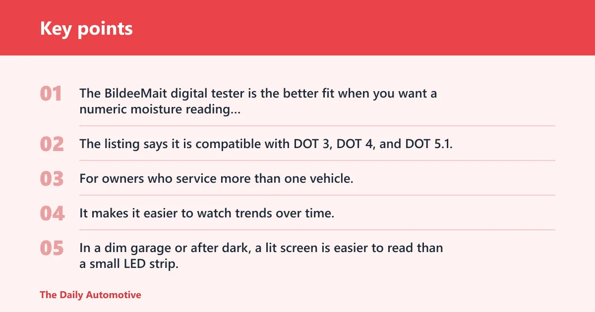 Key points: Digital brake fluid tester: best for exact readings