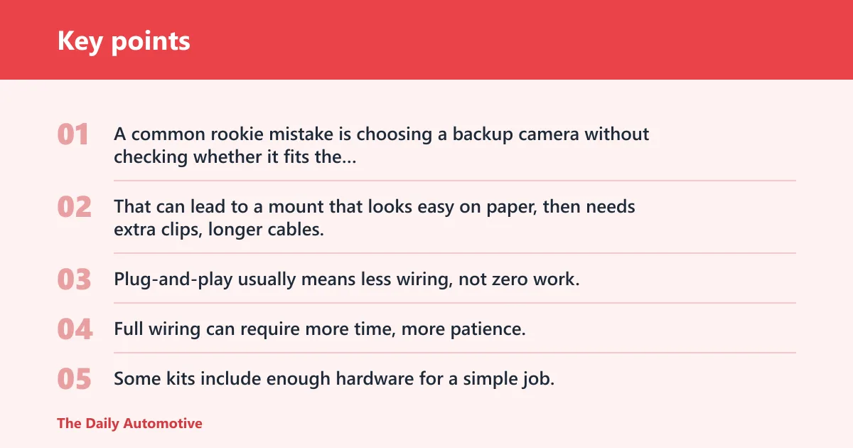 Key points: Backup camera decision matrix