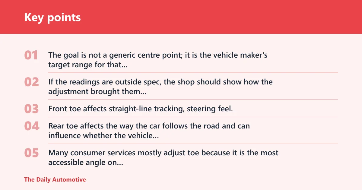 Key points: What does toe alignment mean on a car?