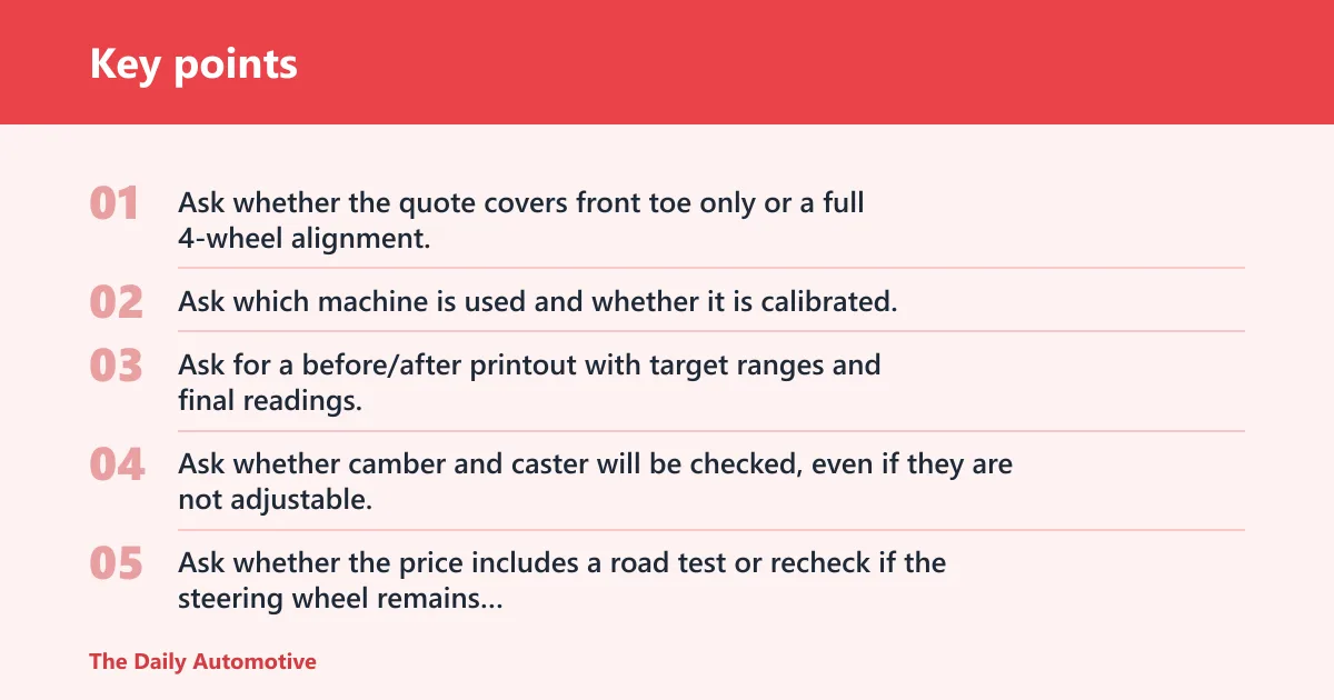 Key points: Toe alignment tools and shop checklist
