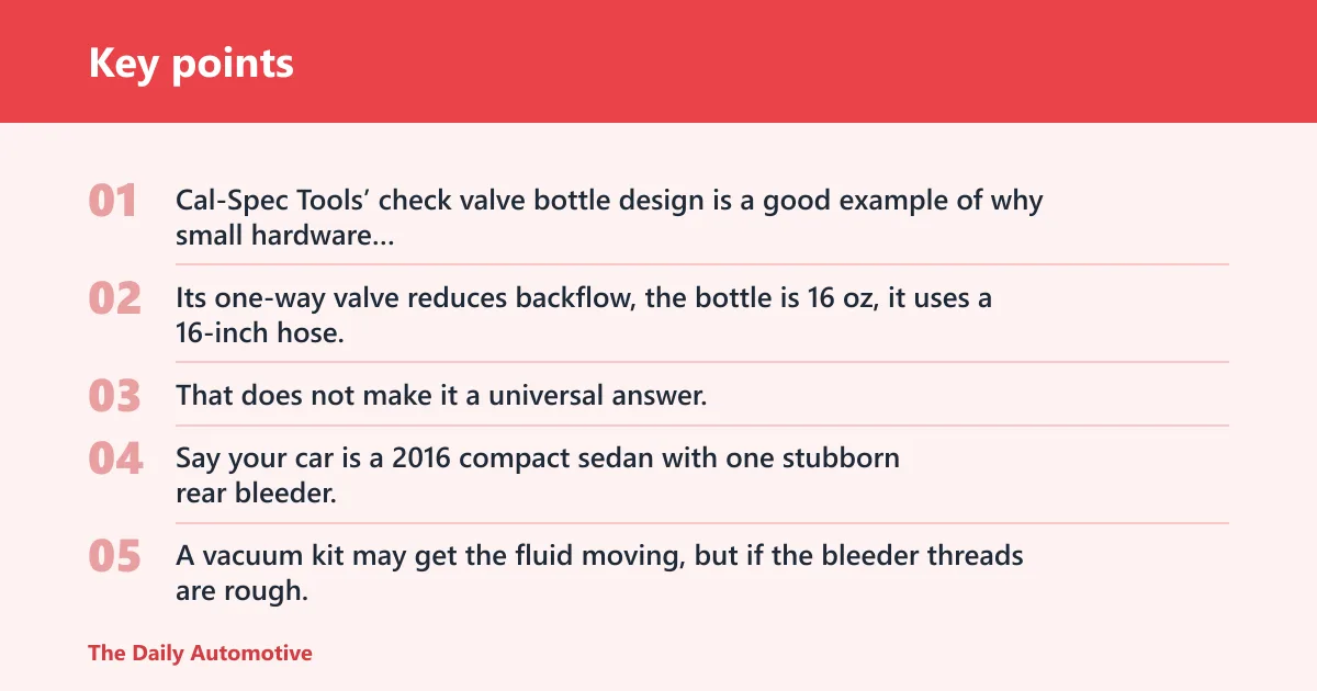 Key points: Brake bleeder decision table