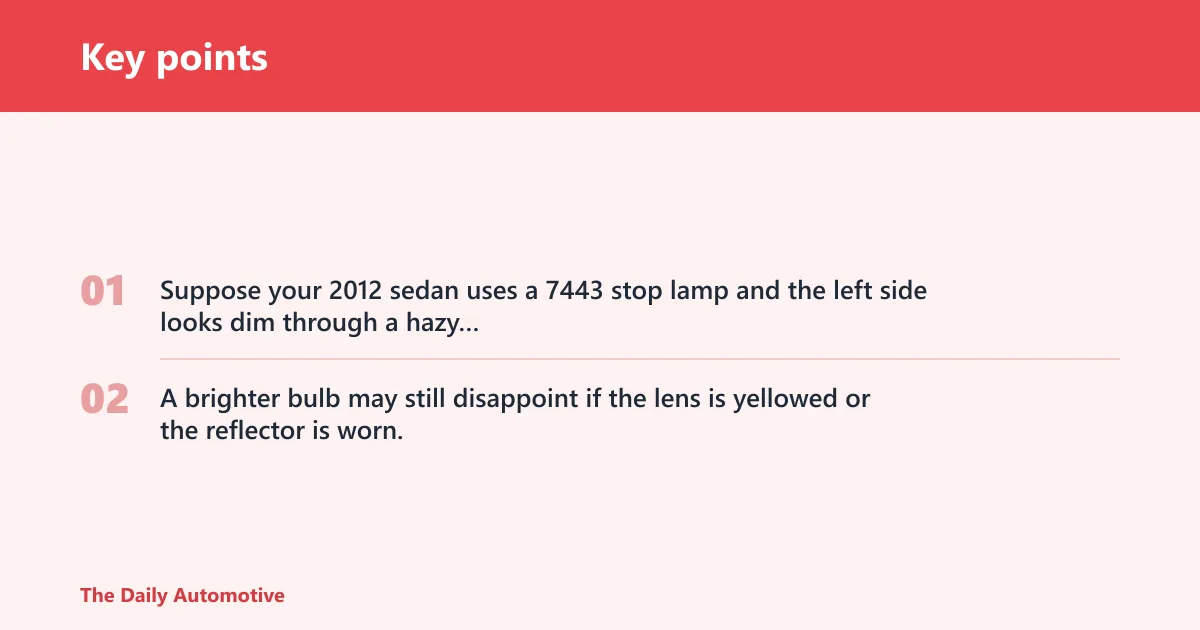 Key points: Brake light bulb decision matrix