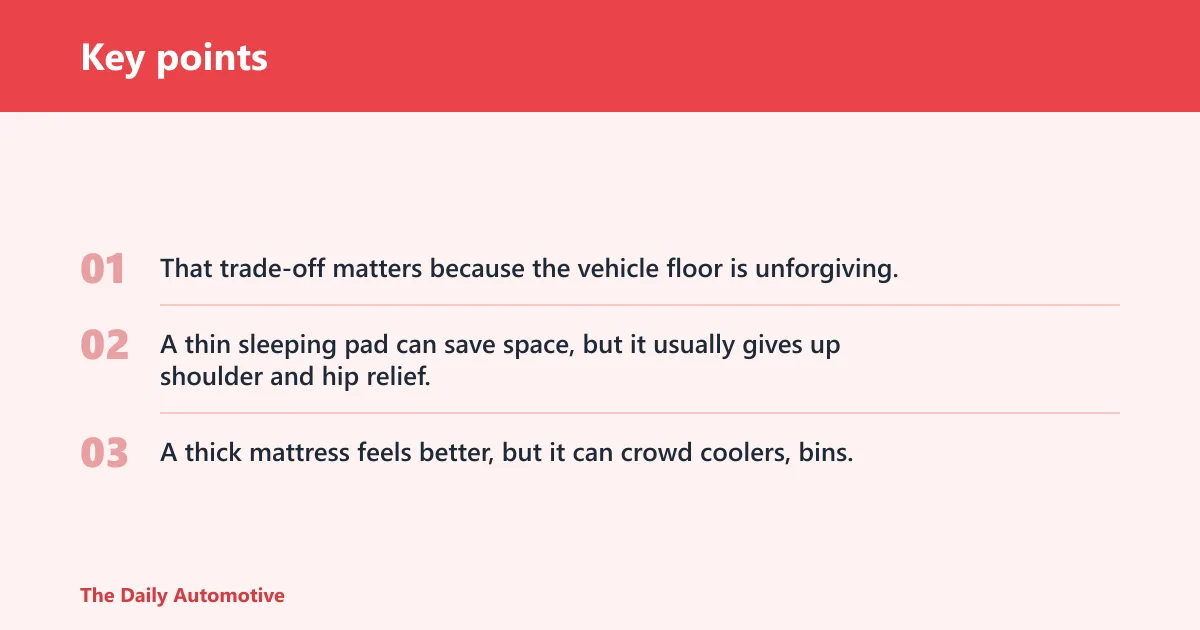 Key points: What is the best car camping mattress for comfort and packability?