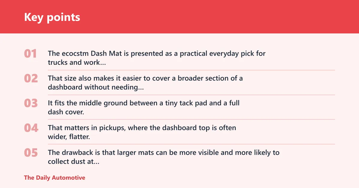 Key points: ecocstm Dash Mat: best for trucks