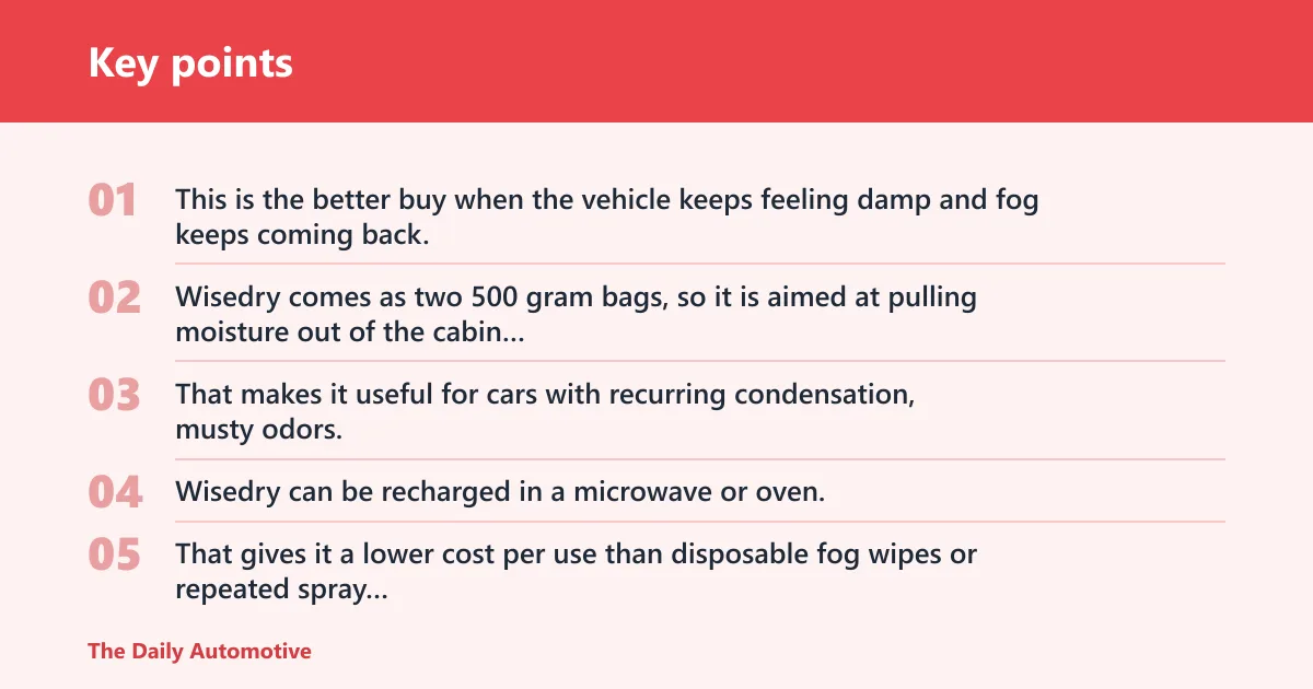 Key points: Wisedry rechargeable silica gel car dehumidifier: best for damp cabins