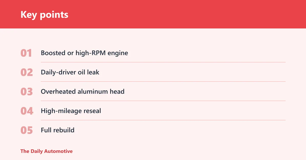 Key points: Top engine gasket kits
