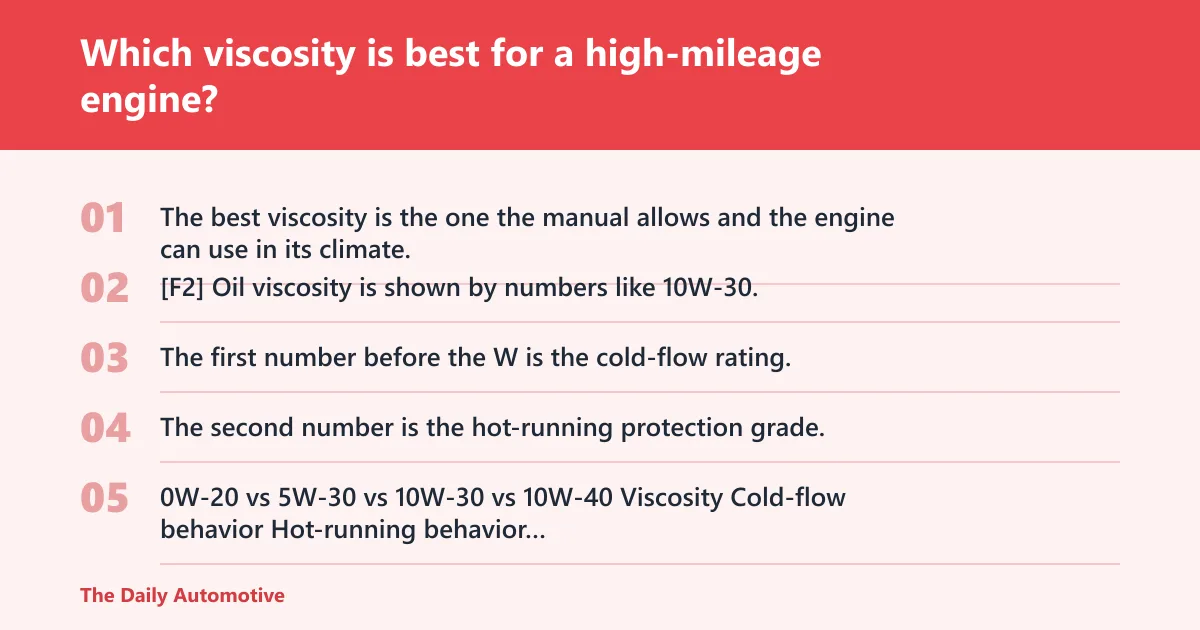Steps: Which viscosity is best for a high-mileage engine?