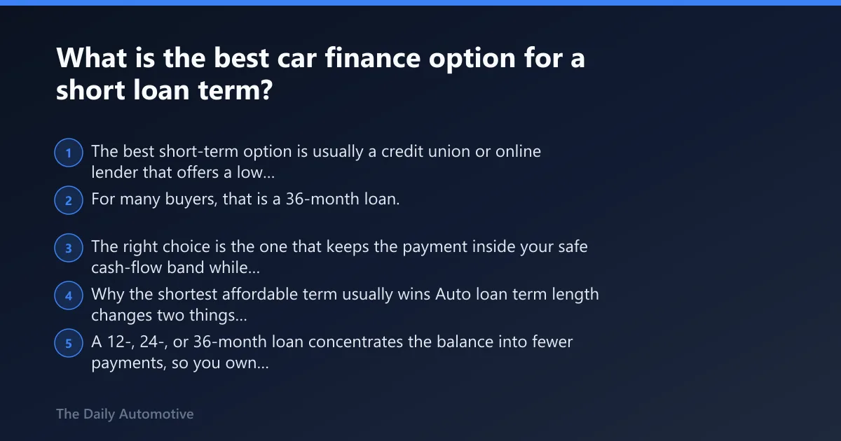 Steps: What is the best car finance option for a short loan term?