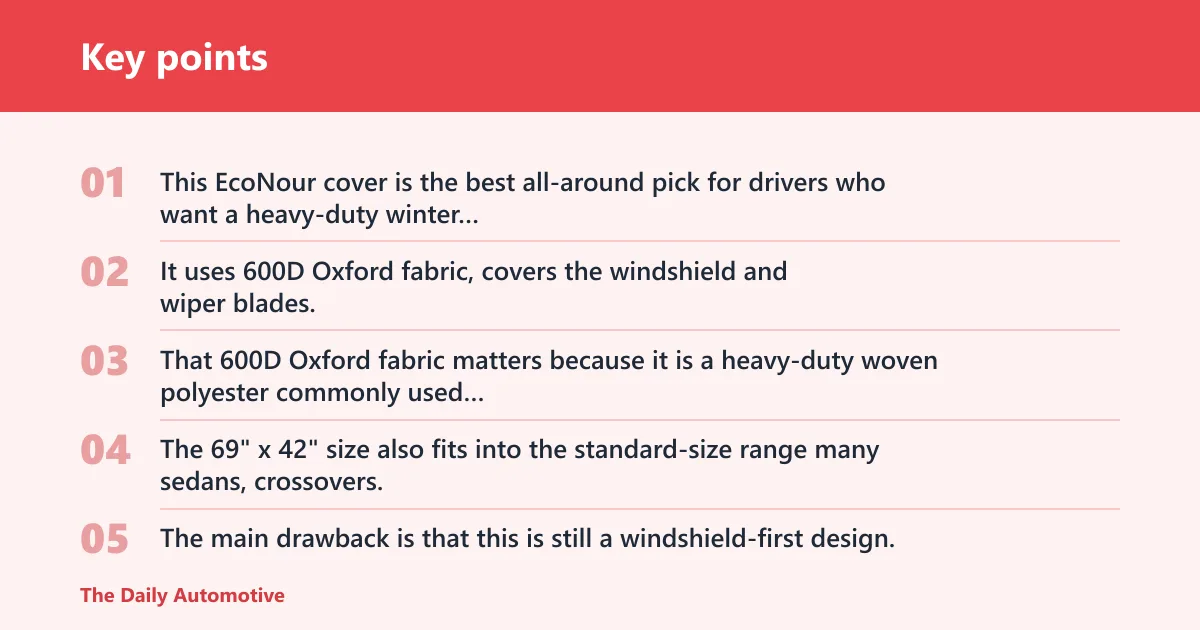 Key points: Heavy-duty 600D Oxford cover: best for most drivers