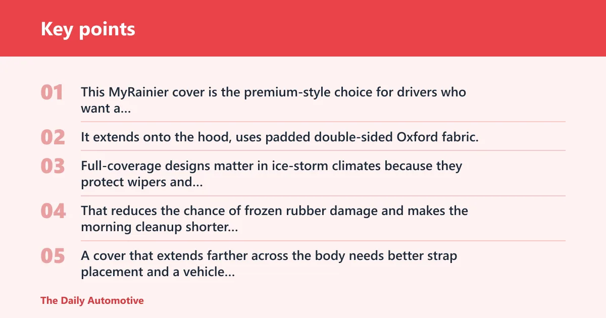 Key points: Full-coverage strap-on cover: best for wipers and mirrors