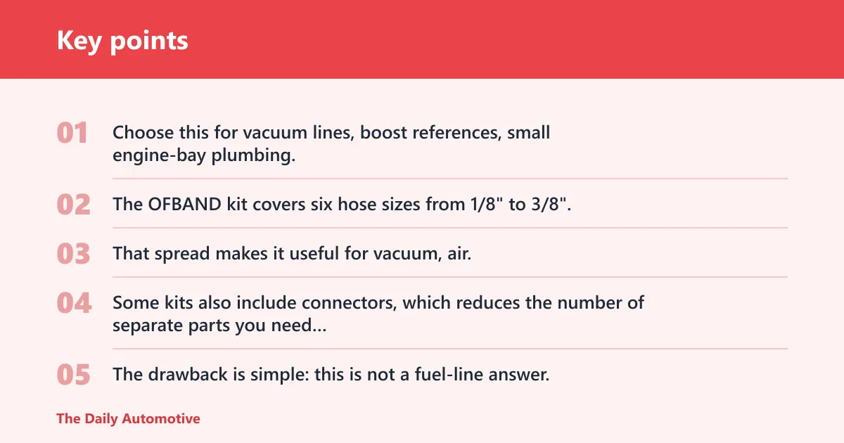 Key points: Silicone vacuum hose kit: best for vacuum lines