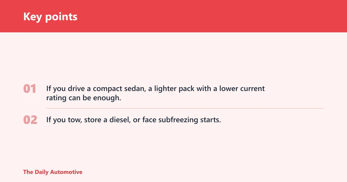 Key points: Jump starter decision table