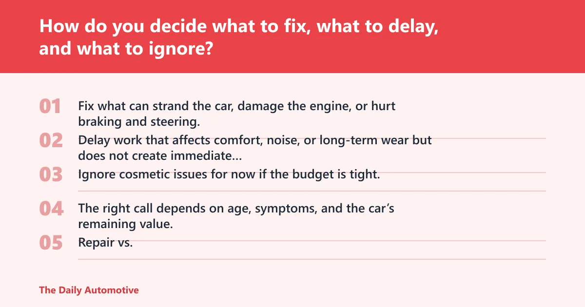 Steps: How do you decide what to fix, what to delay, and what to ignore?