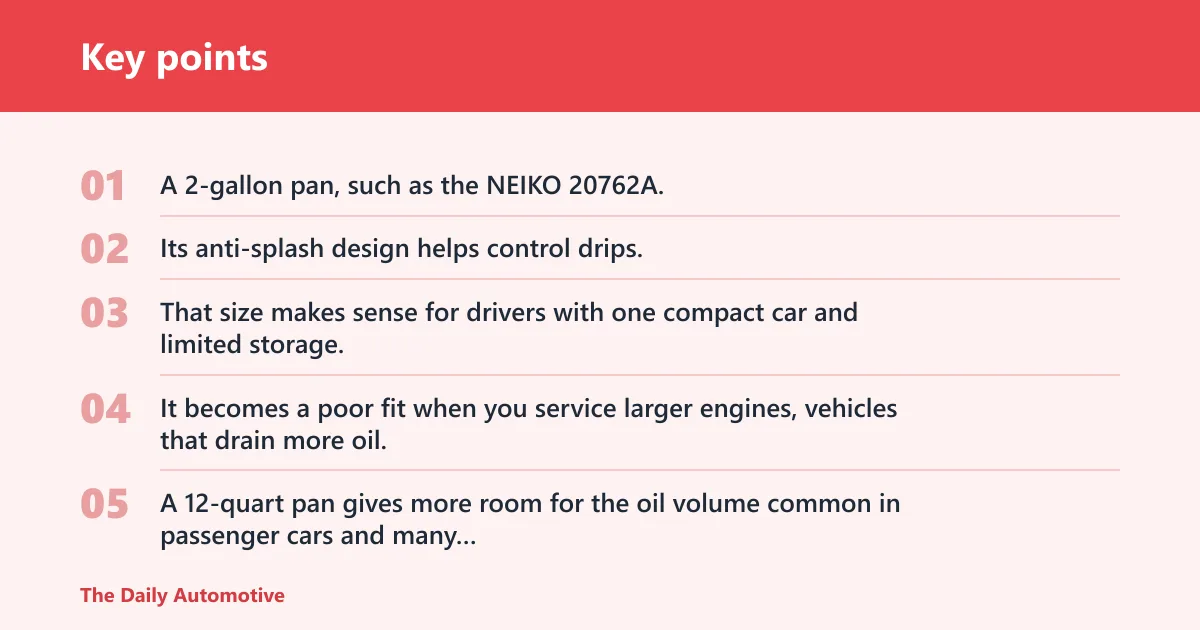 Key points: Which size oil drain pan do you need?