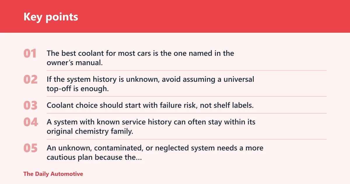 Key points: Best coolant for most cars