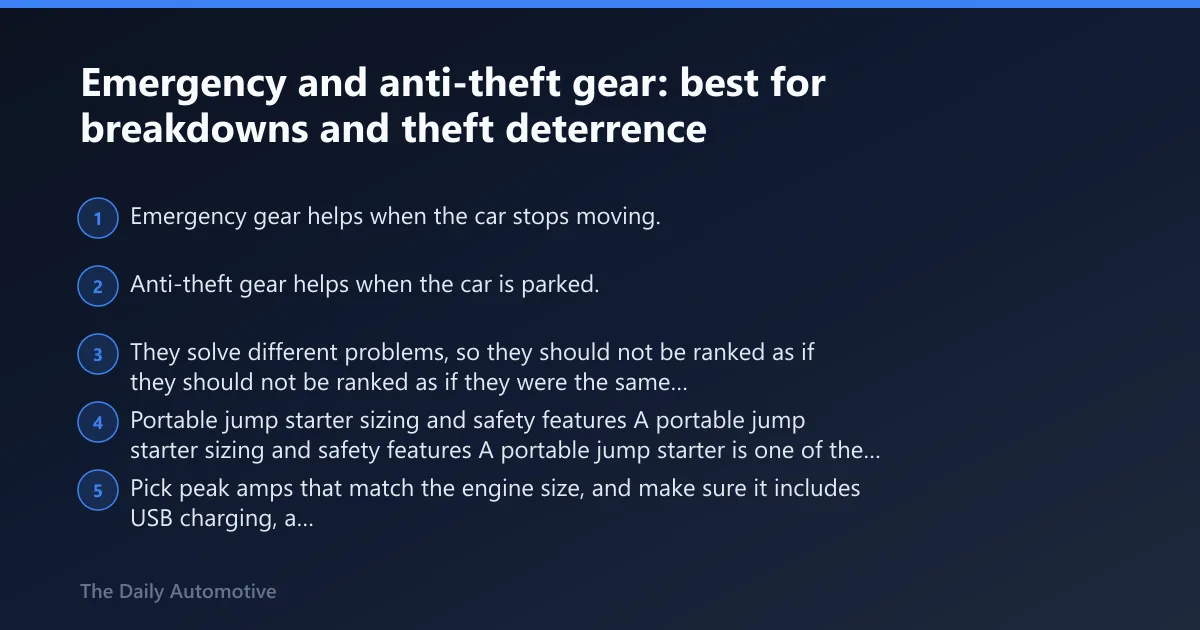 Steps: Emergency and anti-theft gear: best for breakdowns and theft deterrence