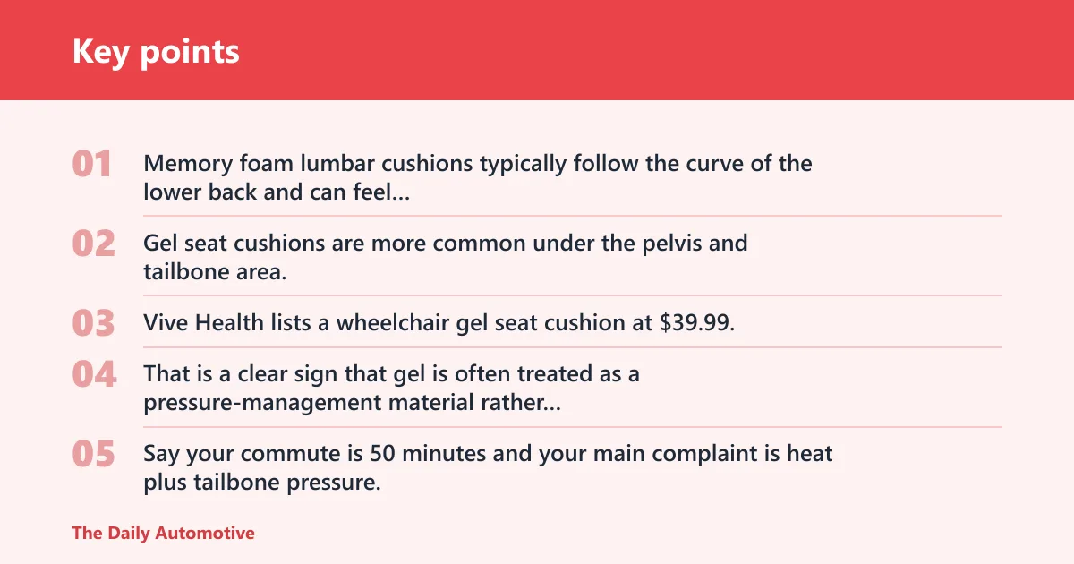 Key points: Memory foam vs. gel cushions