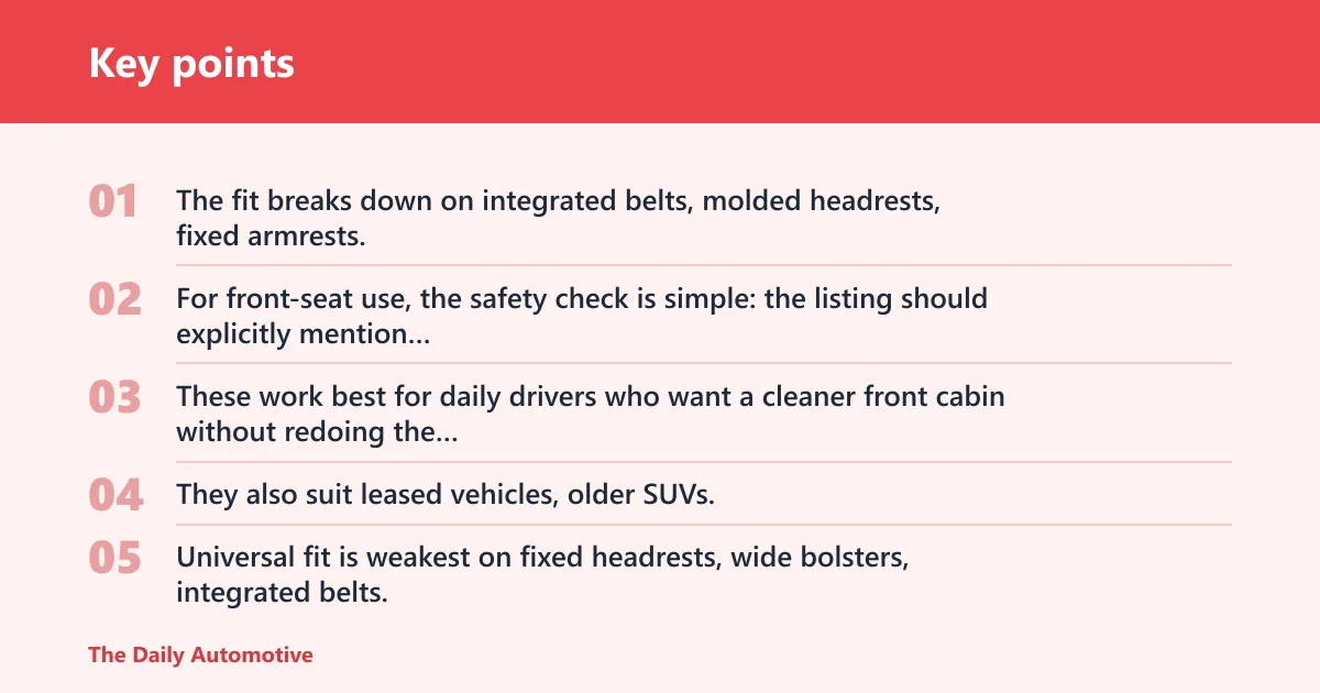 Key points: Universal-fit front bucket seat covers: best for most front rows