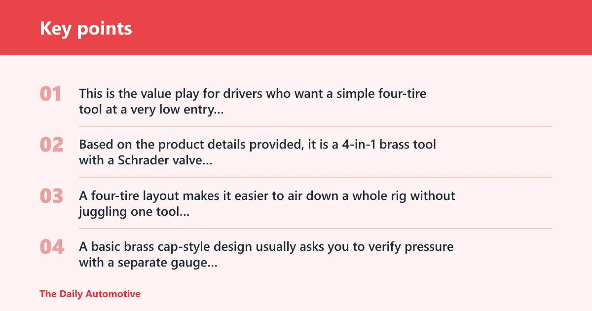 Key points: GODESON Tire Deflator, 4 in 1 Solid Brass Easy Storage and Using Tire Air Down Tool: best budget four-tire tool