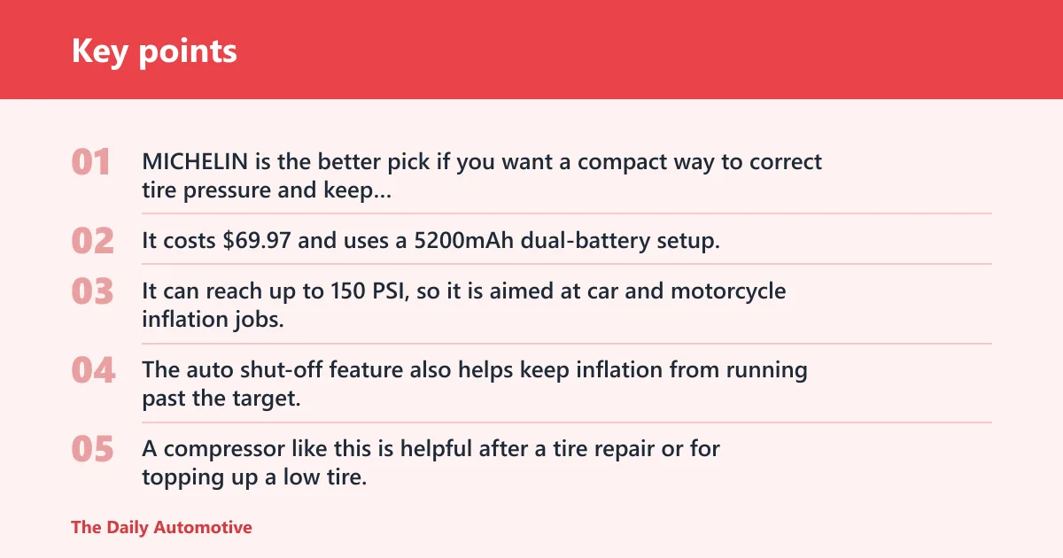 Key points: MICHELIN tire inflator: best for flats