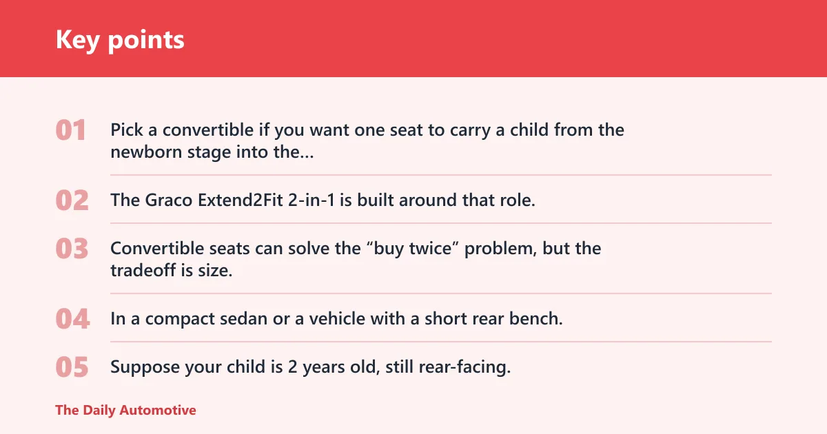 Key points: Convertible car seats: best for extended rear-facing