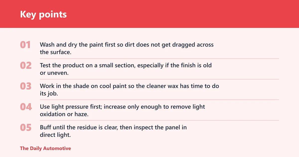 Key points: Cleaner wax decision matrix