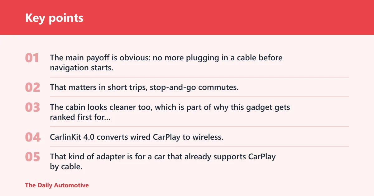 Key points: How a wireless CarPlay adapter changes daily driving
