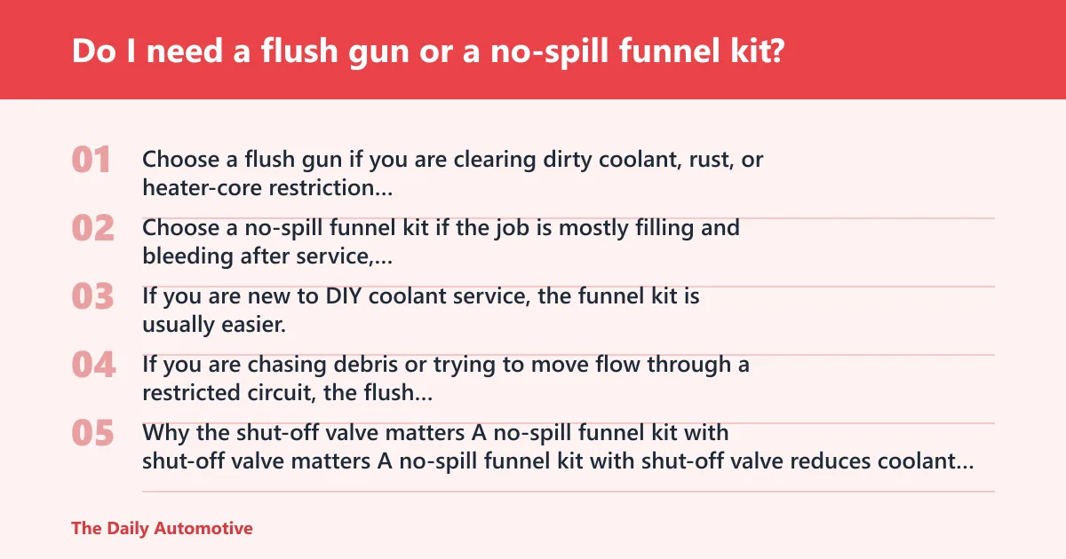 Steps: Do I need a flush gun or a no-spill funnel kit?