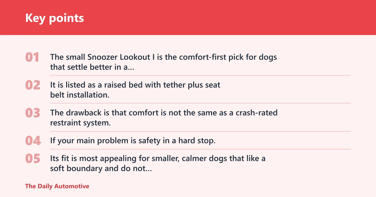 Key points: Snoozer Lookout I (Small): best for calmer commuting