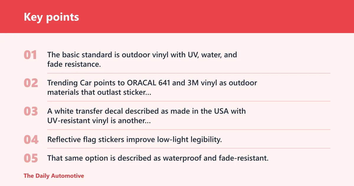 Key points: Which decal material holds up outdoors?