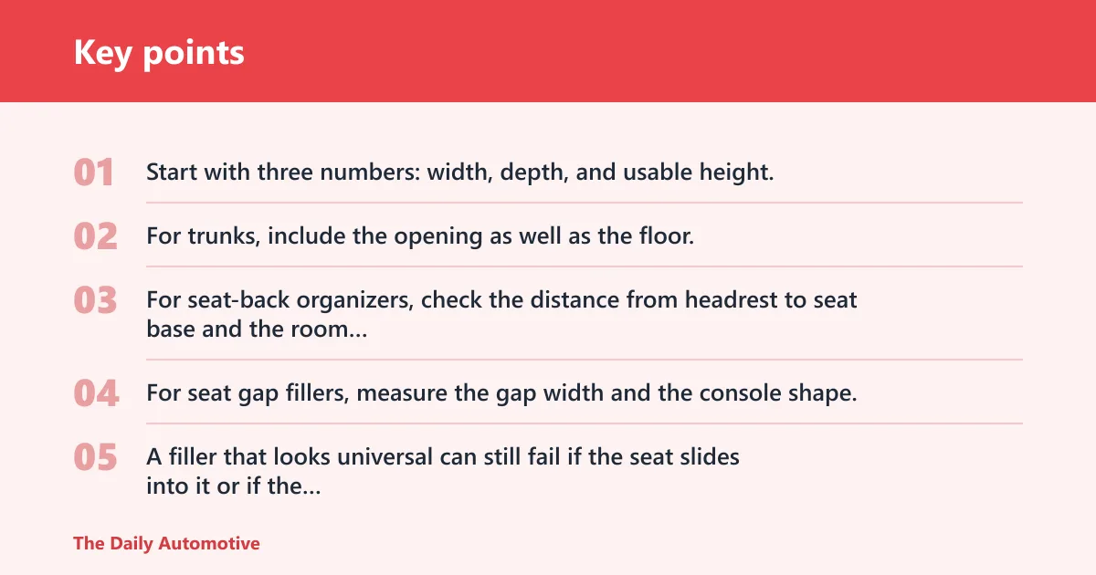 Key points: How do you choose a car organizer for your SUV or sedan?