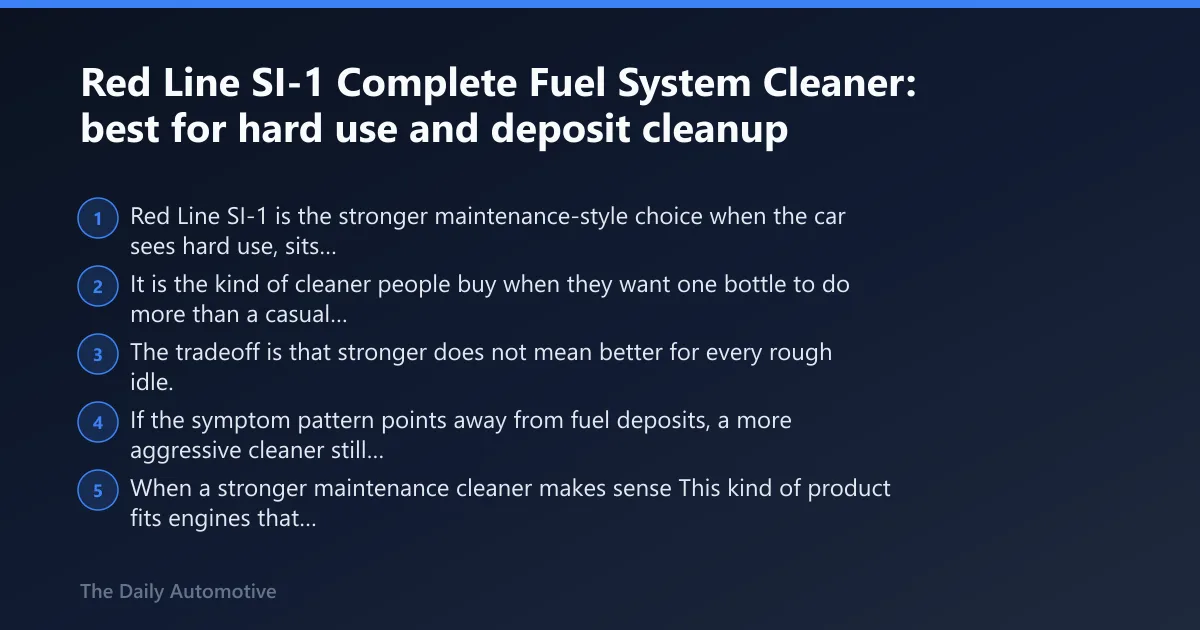 Steps: Red Line SI-1 Complete Fuel System Cleaner: best for hard use and deposit cleanup