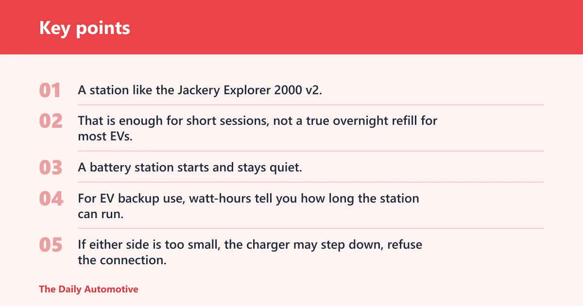 Key points: Can a power station charge an EV?