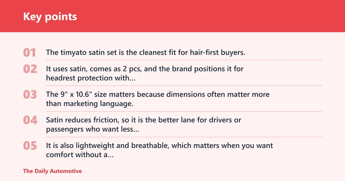 Key points: timyato satin headrest covers: best for hair protection