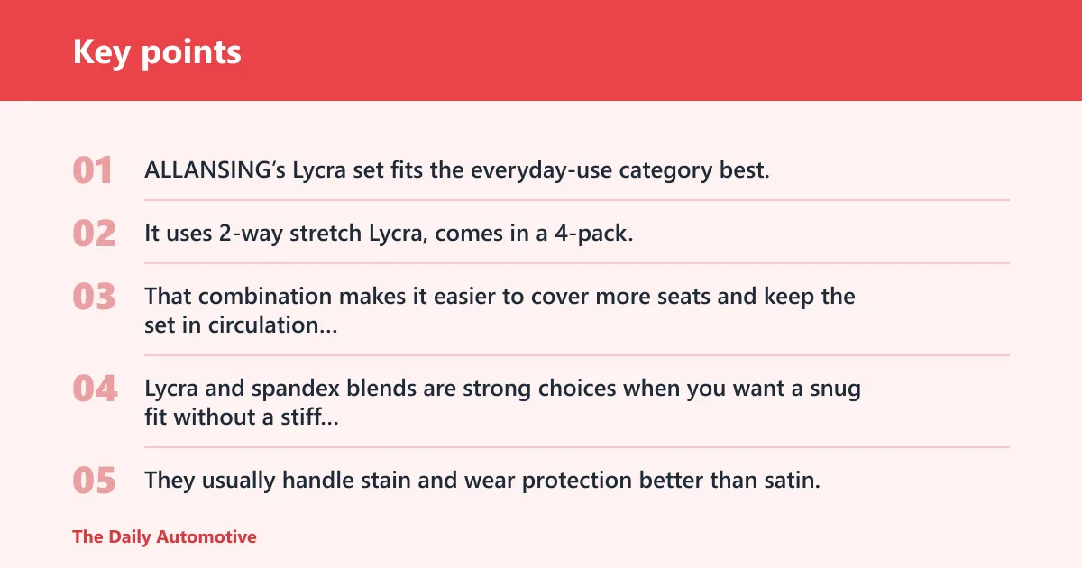 Key points: ALLANSING Lycra headrest covers: best for everyday durability