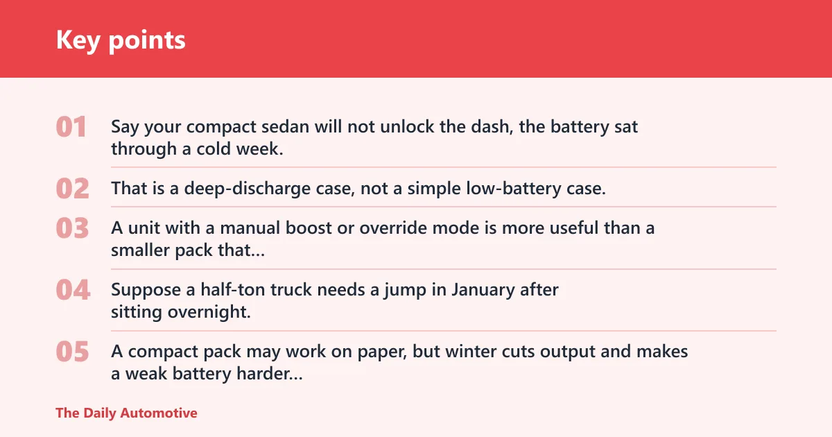 Key points: Jump starter decision table
