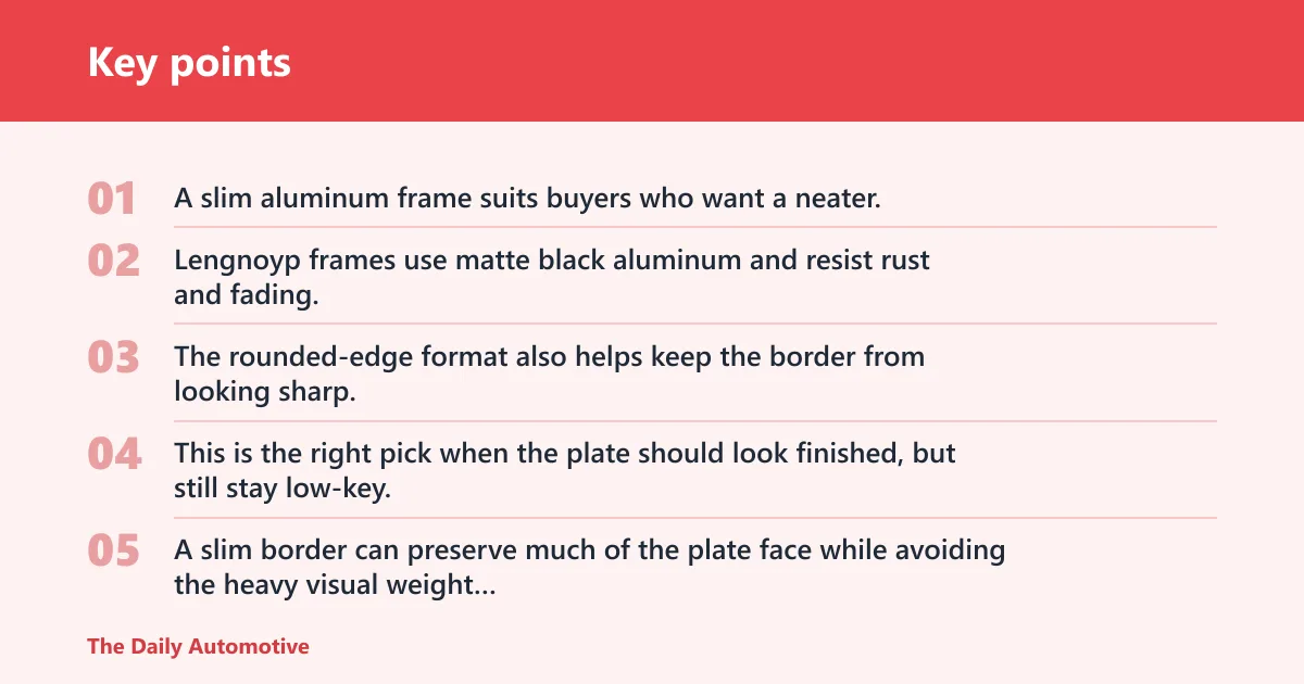 Key points: Aluminum frame: best for a cleaner look