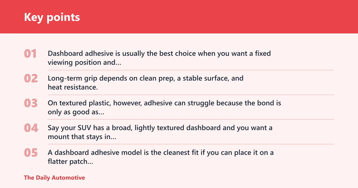 Key points: Should I get a dashboard, vent, or suction magnetic car mount?