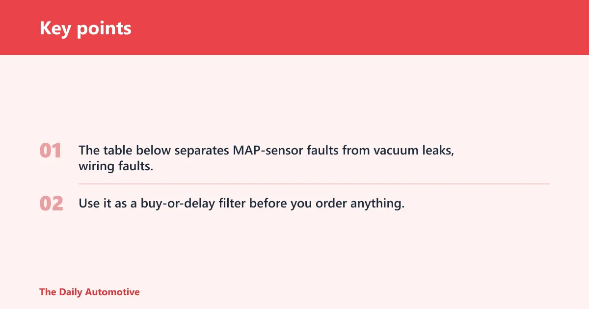 Key points: MAP sensor diagnosis table