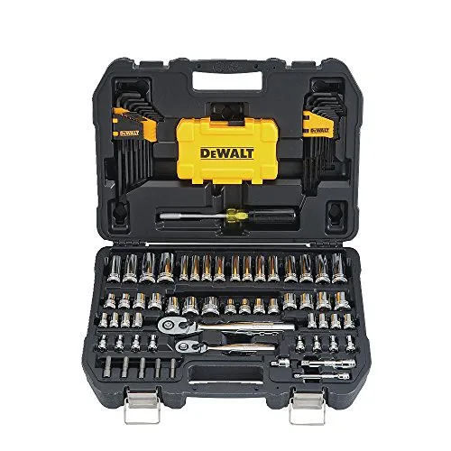 Hands placing sockets and a ratchet into a portable mechanic tool case