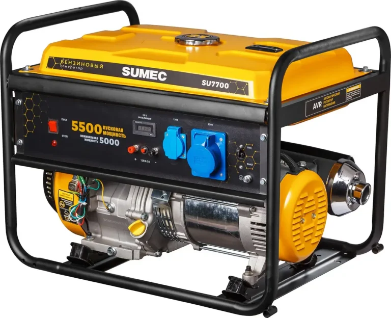 Four mini generators and car emergency gear arranged in an open trunk in daylight