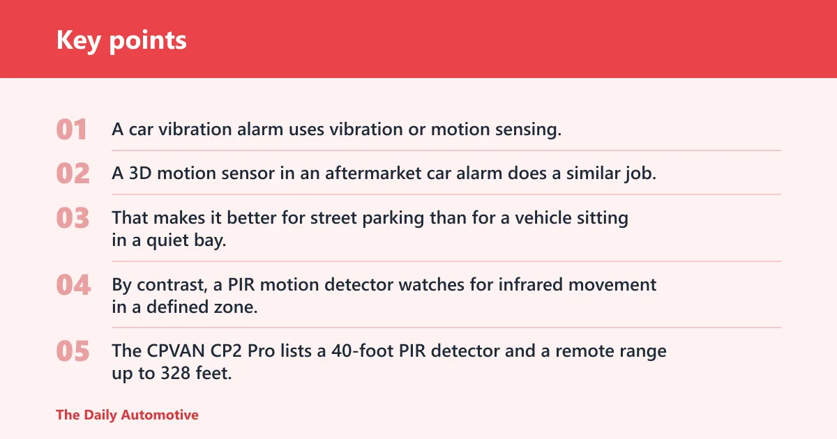 Key points: What is the best motion sensor for car theft deterrence?