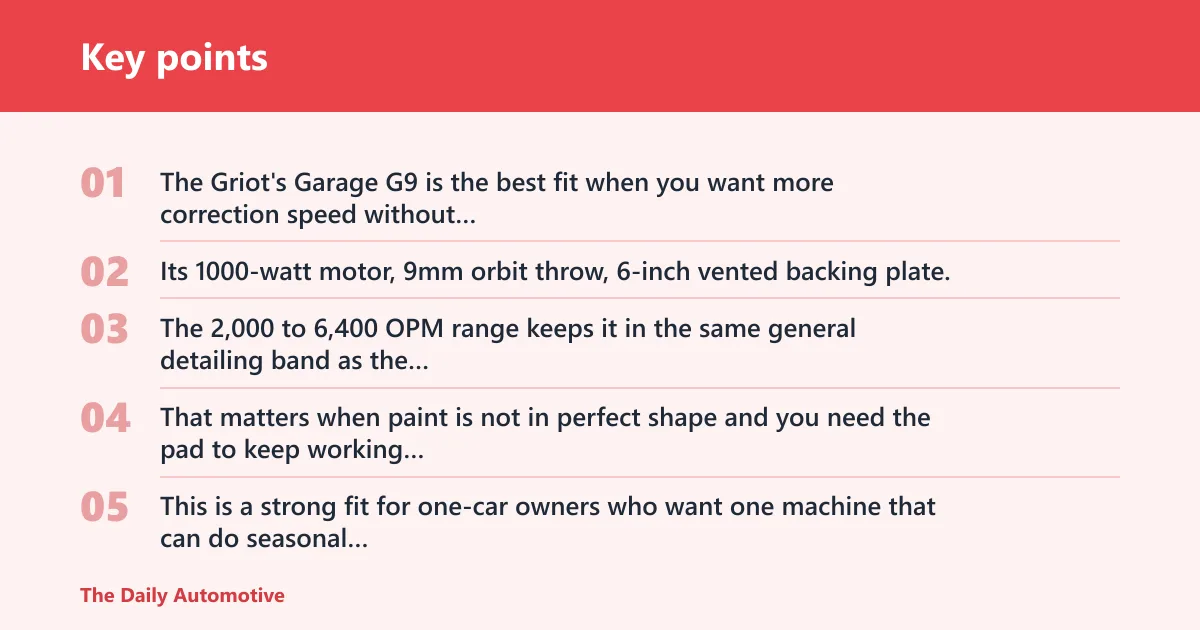 Key points: Griot's Garage G9: best for faster correction