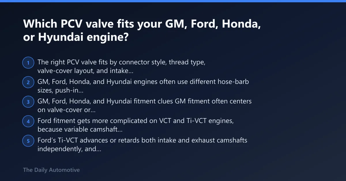 Steps: Which PCV valve fits your GM, Ford, Honda, or Hyundai engine?