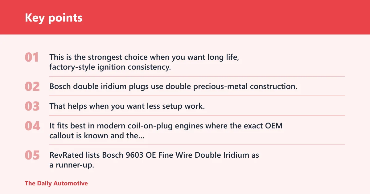 Key points: Bosch double iridium: best for long service life